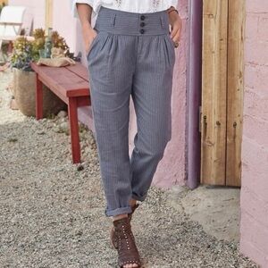 Sundance | Amelia Pant | Blue Stripe | Linen / Cotton | Womens Petite 6